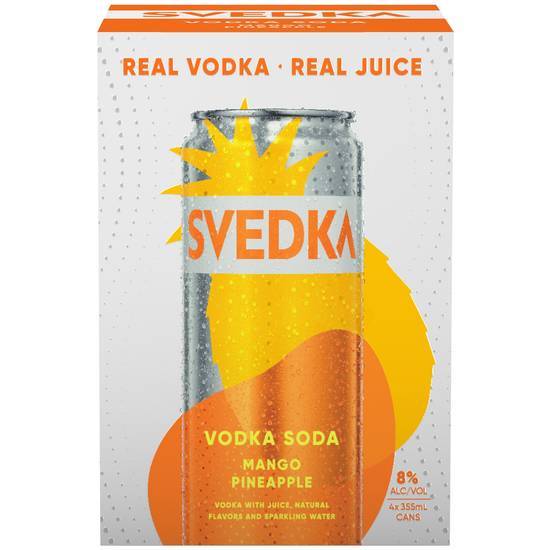 Svedka Mango Pineapple Vodka Soda Canned Cocktail (4x 12oz cans)