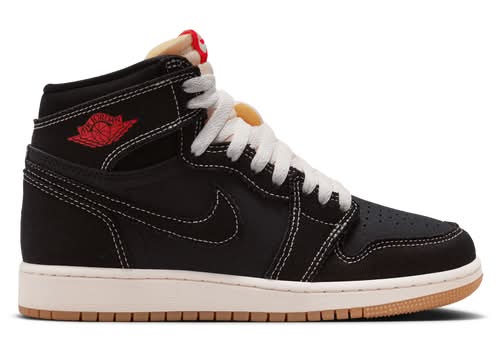 Jordan Kids Retro 1 High OG - Boys' Grade School Shoes Black/White/Red Size 07.0