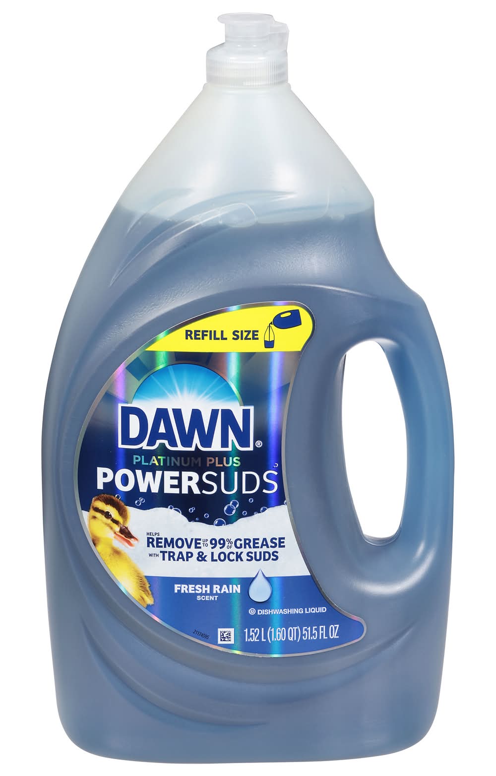 Dawn Platinum Plus Powersuds Liquid Dish Soap Refill, Fresh Rain (51.5 fl oz)