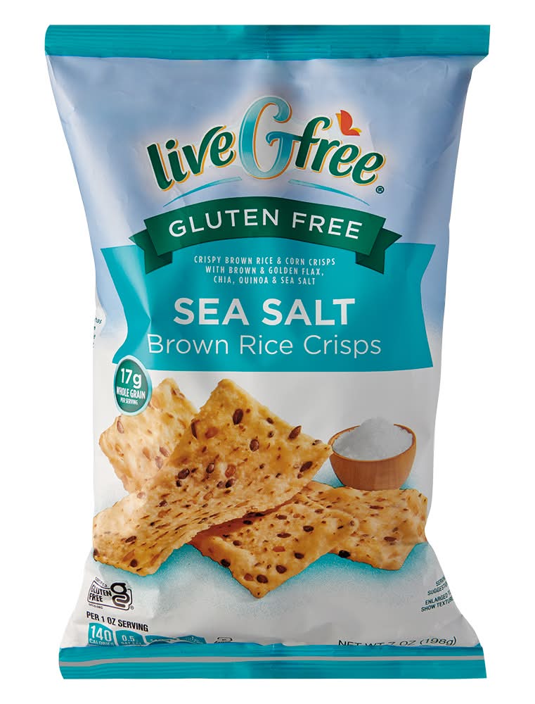 liveGfree Gluten Free Brown Rice Crisps, Sea Salt (7 oz)