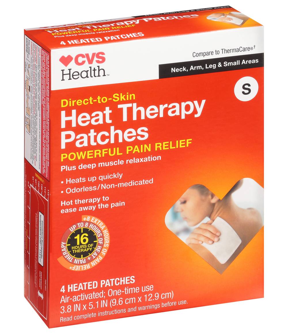 CVS Health Direct-To-Skin Heat Therapy Patches Powerful Pain Relief Small