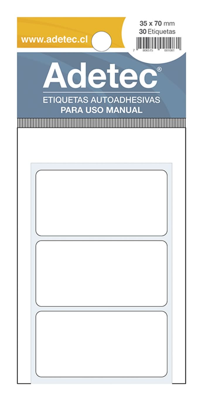 Adetec · Etiquetas autoadhesivas uso manual (30 un)