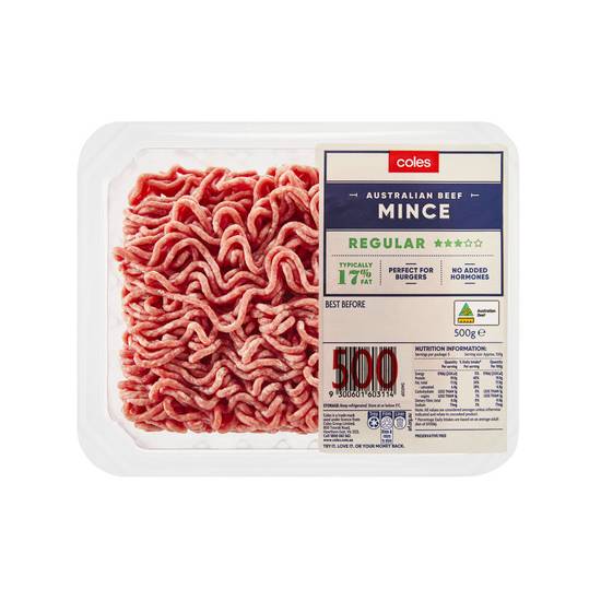 Coles No Added Hormone Beef 3 Star Regular Mince 500g