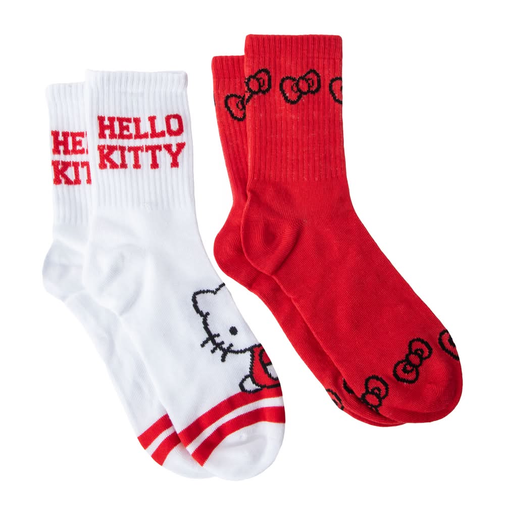 Branded Girls Mid-Crew Socks 2-Pack Hello Kitty
