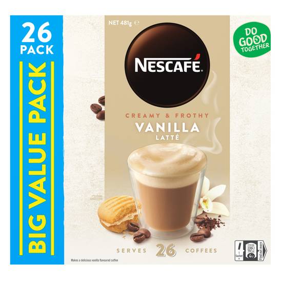 Nescafe Vanilla Latte Coffee Sachets 26 pack