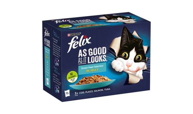 FELIX AS GOOD AS IT LOOKS OCEAN FEASTS Fish Selection in Jelly Wet Cat Food 12 x 100g