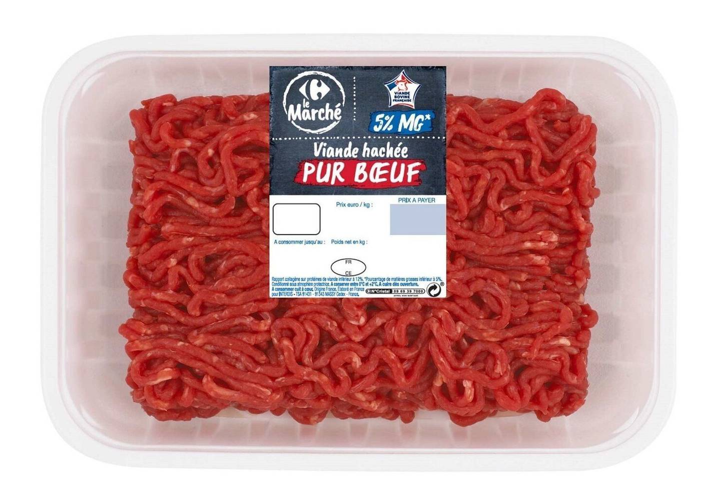 Carrefour - Viande hachée pur bœuf (350g)