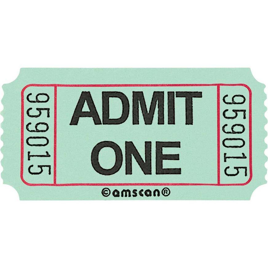 Green Admit One Single Roll Tickets, 1000ct
