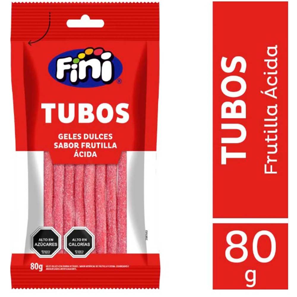 Fini tubos frutilla ácida (bolsa 80 g)