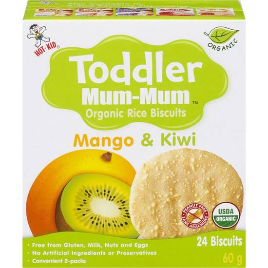 Hot-Kid Organic Rice Biscuits, Mango & Kiwi (60 g)