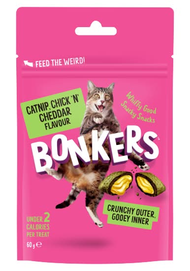 Bonkers Chick 'N' Cheddar, Catnip Cat Treats (60g)