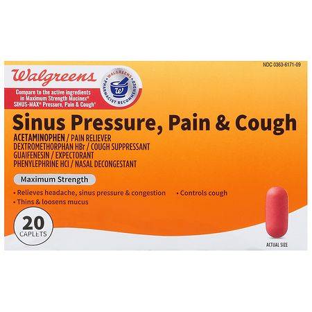 Walgreens Sinus Pressure Pain & Cough Maximum Strength Caplets (20 ct)