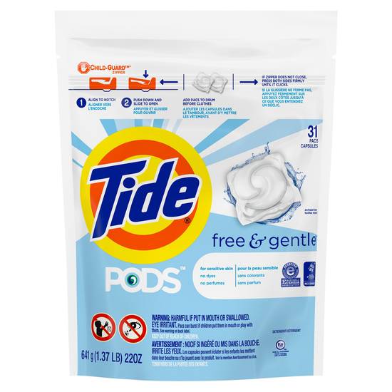 Tide Pods Free & Gentle Liquid Laundry Detergent (31 ct)