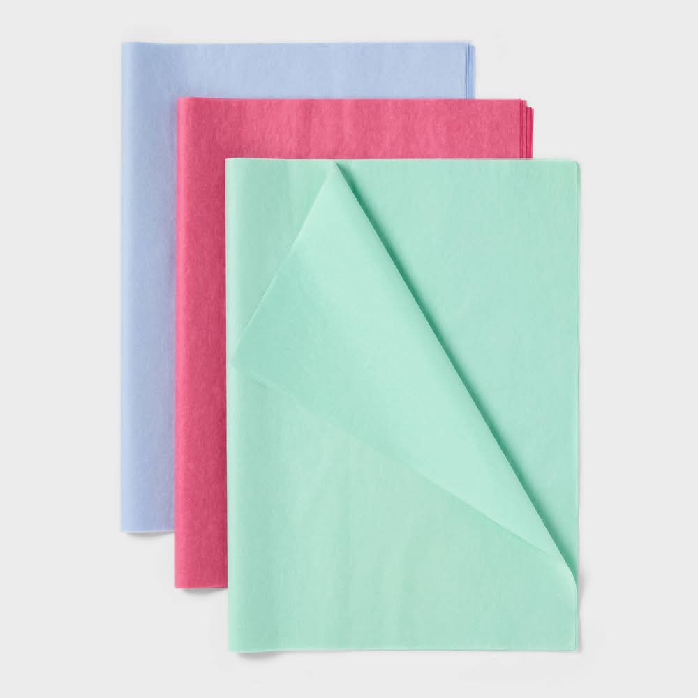 Spritz Banded Tissue Paper Gift Bag, Purple-Pink-Turquoise (20 ct)