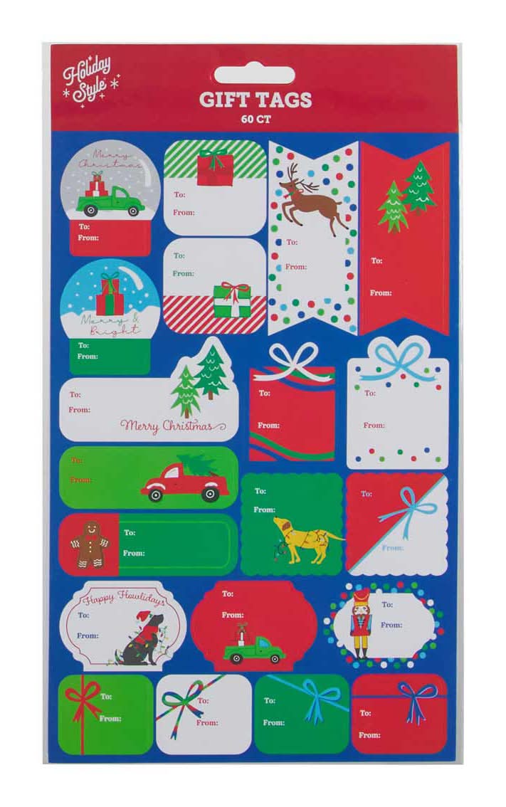 Holiday Style Christmas Peel & Stick Gift Tags, Assorted (60 ct)