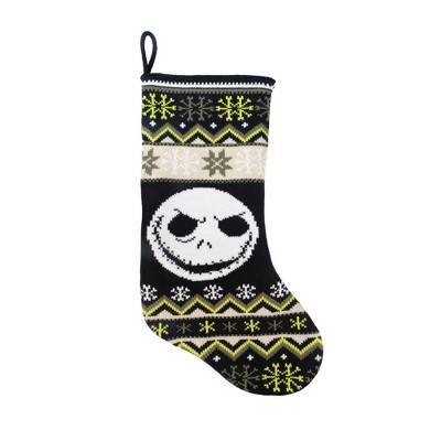 Disney The Nightmare Before Christmas Jack Skellington Knit Christmas Stocking, 19", Black