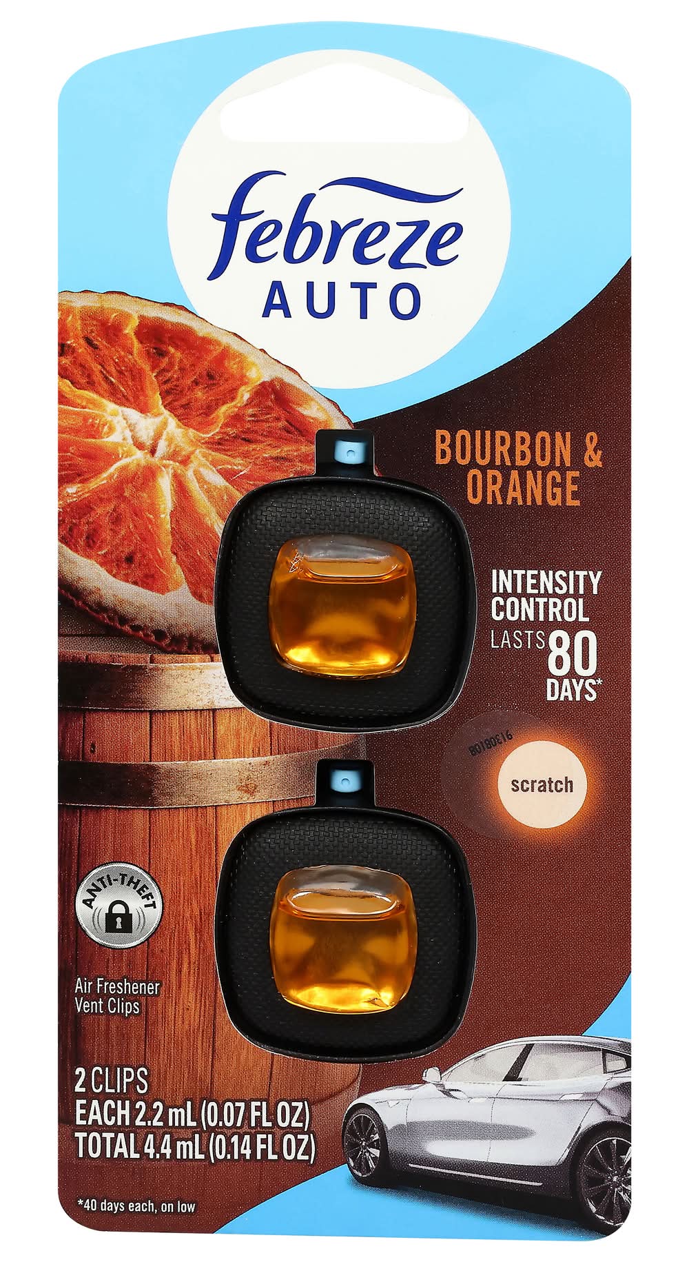 Febreze Auto Air Freshener, Bourbon & Orange (0.07 fl oz, 2 ct)