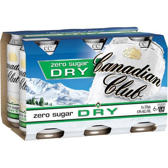 Canadian Club & Zero Sugar Dry Can 6x375mL