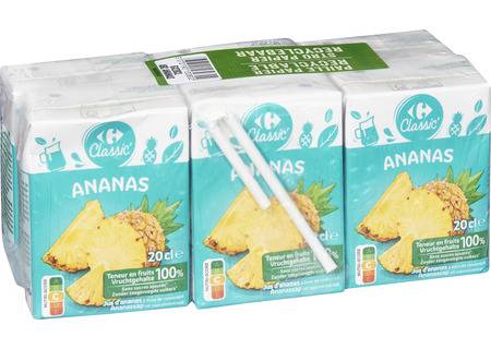Jus d'ananas CARREFOUR CLASSIC' - le pack de 6 briques de 20cL