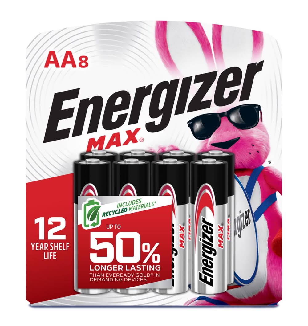 Energizer Max Aa Alkaline Batteries 8 Pk Carded