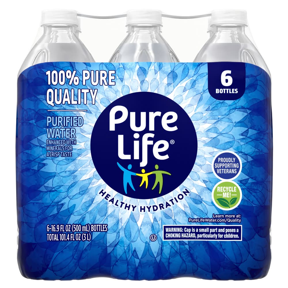 Pure Life Purified Water (6 x 16.9 fl oz)