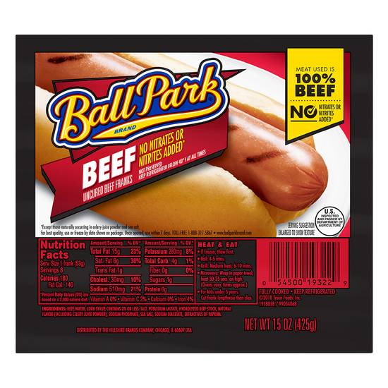 Ball Park Beef Hot Dogs Franks