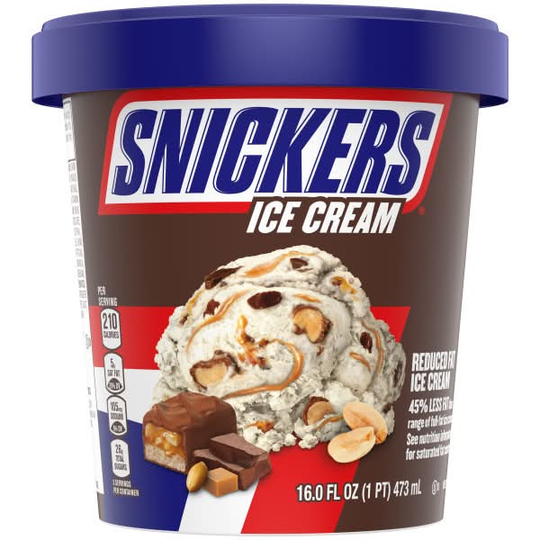 Snickers Reduced Fat Ice Cream, Vainilla (16 fl oz)