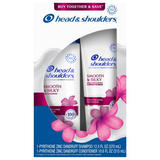 Head & Shoulders Smooth & Silky Shampoo and Conditioner Dual Pack, Paraben Free