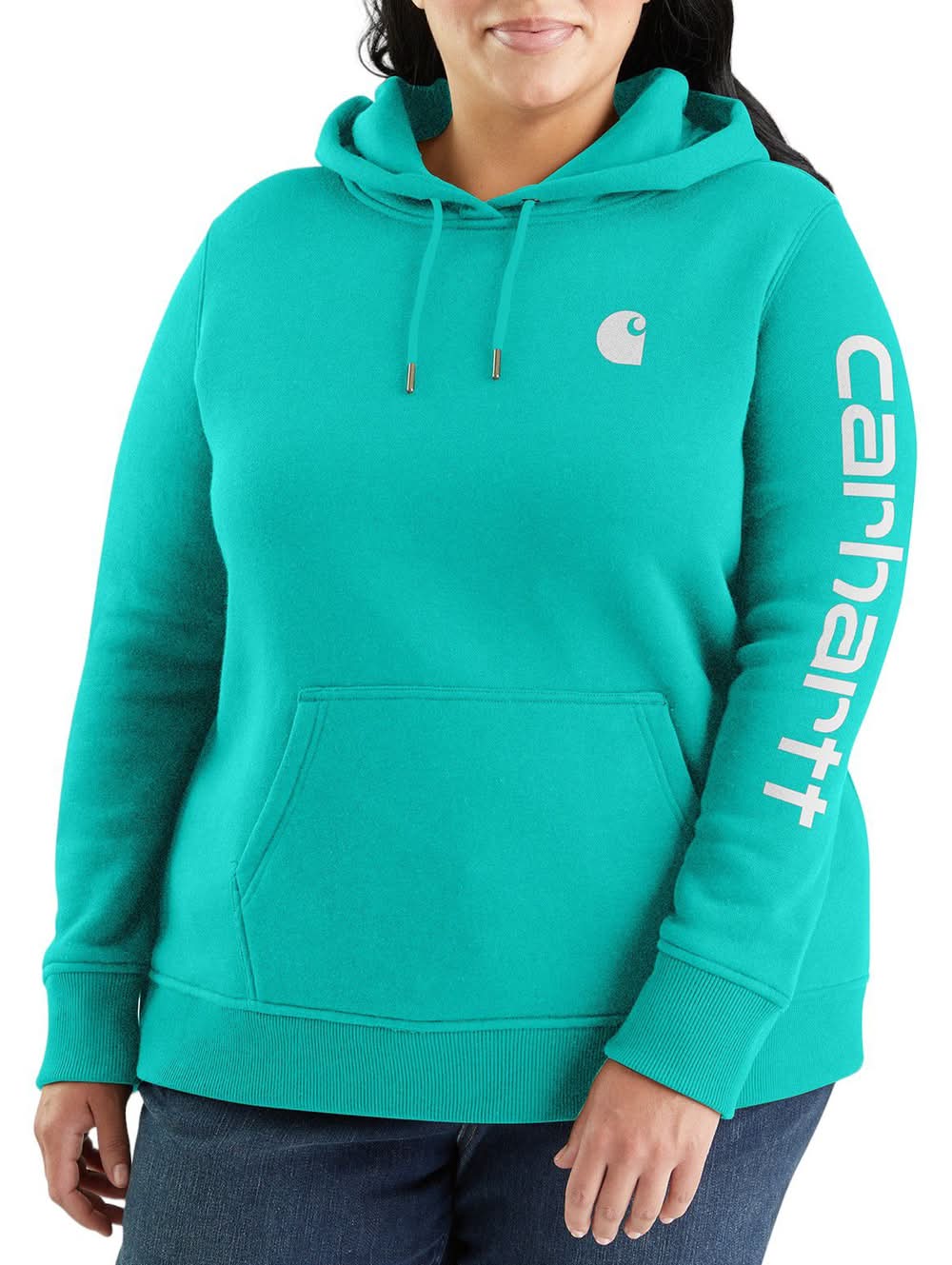 Carhartt Women's Clarksburg Graphic Sleeve Hoodie (Vintage Aqua, S)