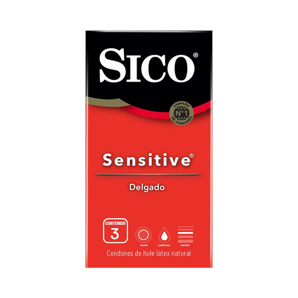 Sico condones de látex sensitive (caja 3 piezas)