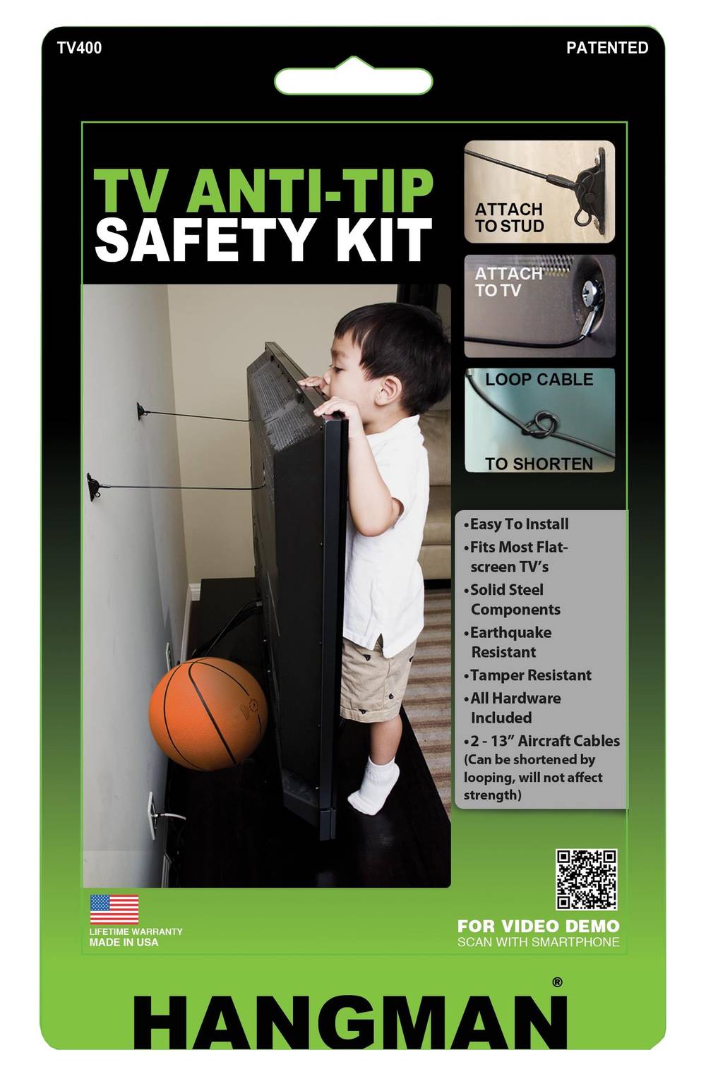 Hangman Anti Tip Kit Fixed Indoor Wall TV mount Fits ( Hardware Included ) | TV400