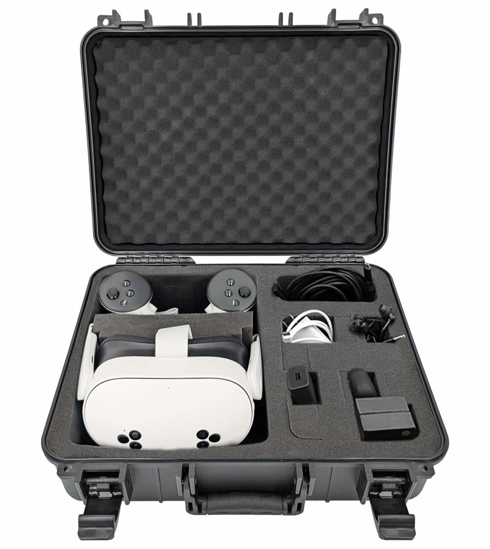 CASEMATIX - Hard Shell Custom Travel Case for Meta Quest 3S, 3 and 2 VR Headsets - Black
