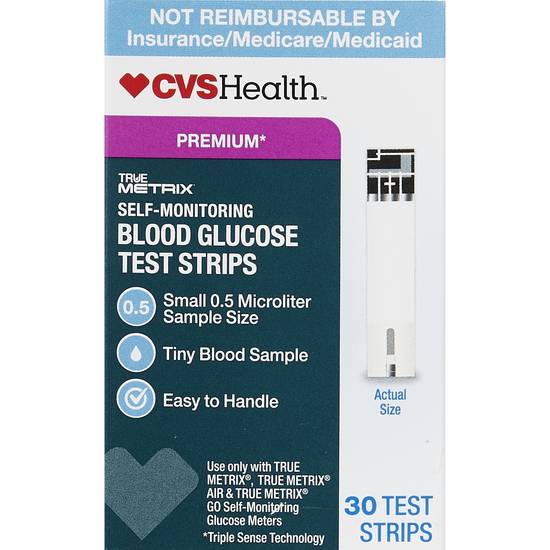CVSHealth True Metrix Blood Glucose Test Strips, 30 CT