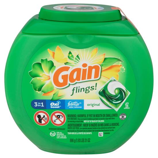 Gain Flings 3 in 1 Original Detergent Pods (42 ct)