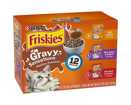 Friskies · Gravy Sensations Poultry Pouches Variety Pack Cat Food (12 x 3 oz)