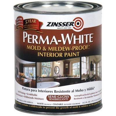 Zinsser Perma-White Semi-Gloss White Water-Based Mold and Mildew-Proof Paint Interior 1 qt