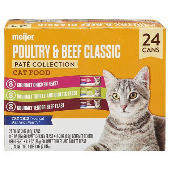 Meijer Gourmet Poultry and Beef Variety pack Wet Cat Food 24 pack