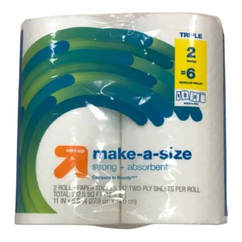 Up & Up Make-A-Size Paper Towels - 2 Triple Rolls (11 in x 5.9 in)
