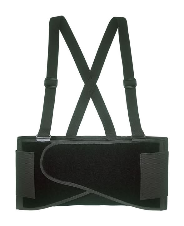 Clc 38 In To 47 In. Elastic Support Belt With Suspenders Back Support Belt Black L 1 Pc