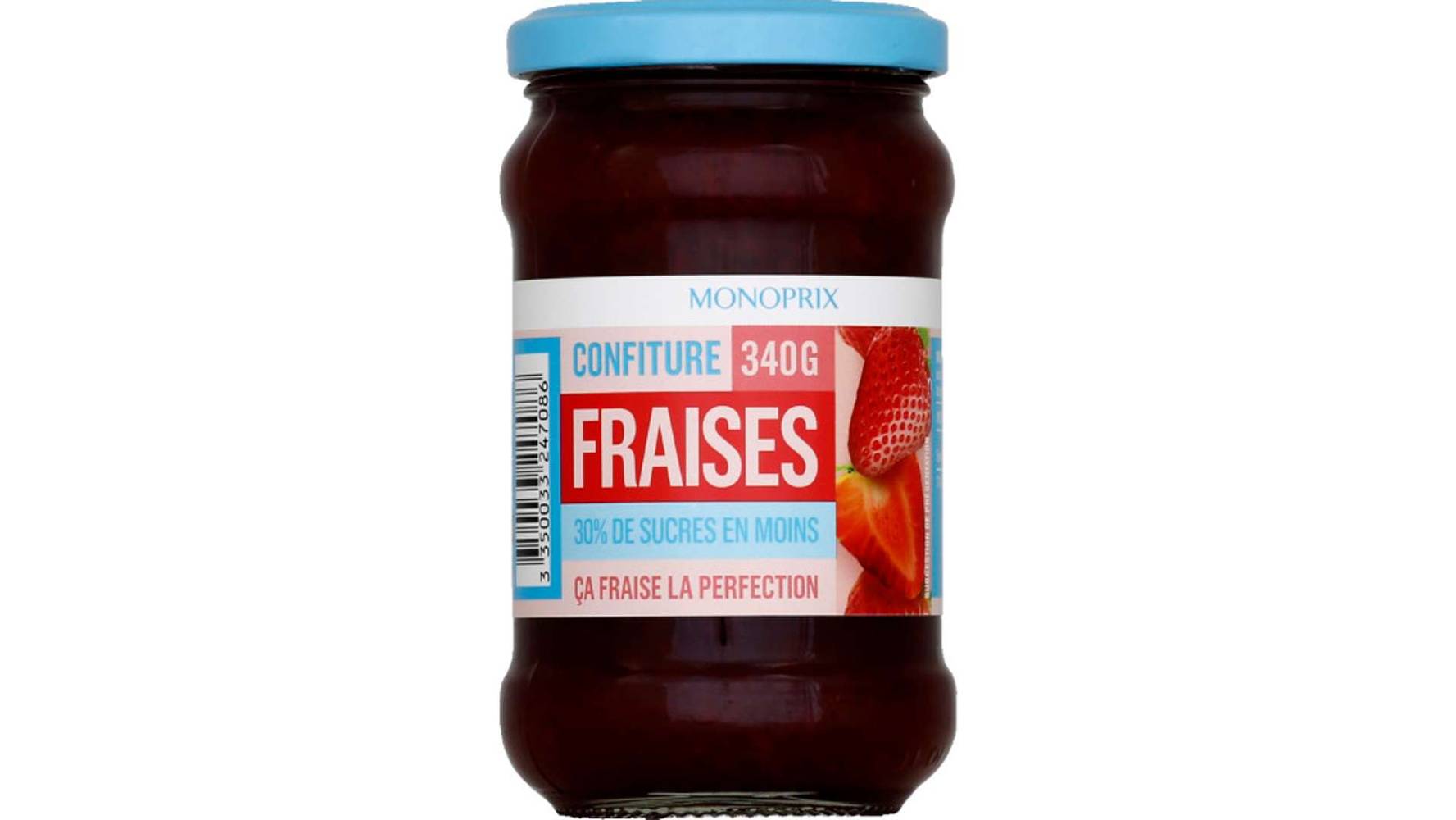 Monoprix - Confiture 30% de sucres en moins, fraise (340g)