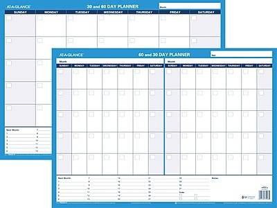 At-A-Glance 30/60 Day Planner 24 X 17 Erasable Wall Calenda ( blue)