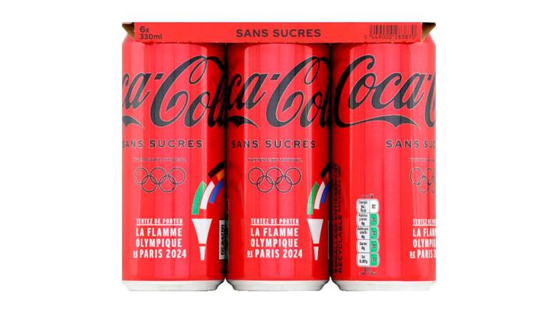 Coca-Cola Sans Sucres Pack 6x33CL Canettes Les 6 canettes de 33cl