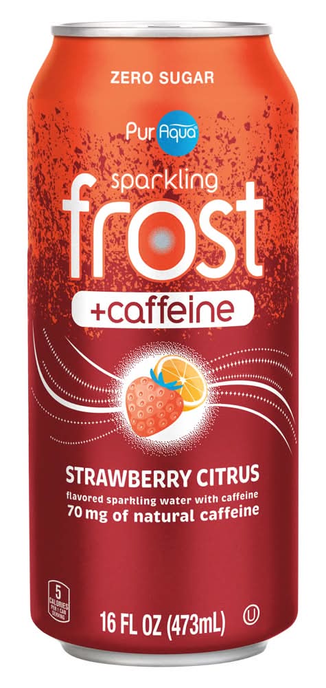 PurAqua Zero Sugar Frost Caffeine Sparkling Water, Strawberry-Citrus (16 fl oz)