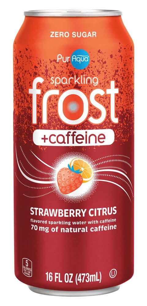 PurAqua Zero Sugar Frost Caffeine Sparkling Water, Strawberry-Citrus (16 fl oz)