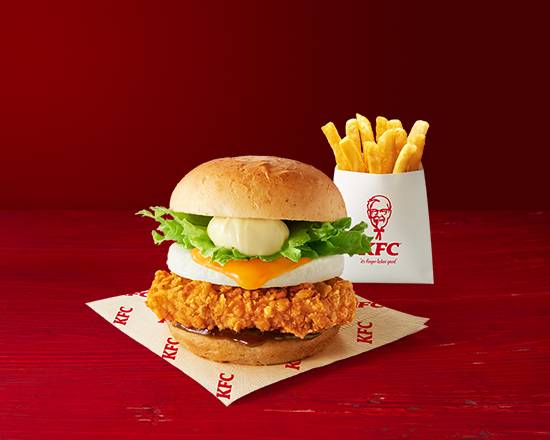 ハニーBBQソースのエッグフィレバーガーセット（ドリンク無し） Honey BBQ Sauce Egg Filet Burger Combo