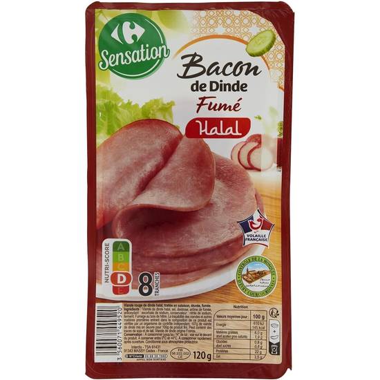 Carrefour Sensation - Bacon de dinde halal fumé