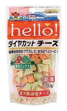 【DoggyMan】犬用Hello角切野菜起司塊100g#20151546