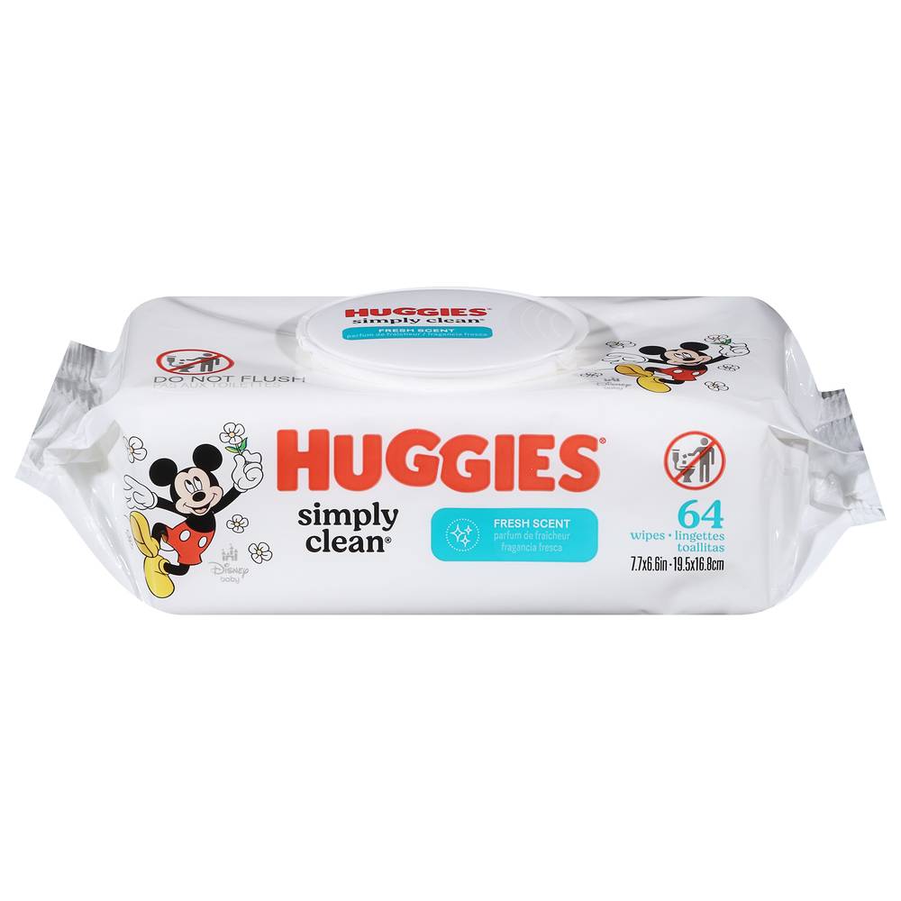 Huggies Simply Clean Baby Wipes Flip Top pack, Fresh (64 ct)