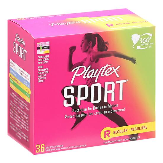 Playtex Sport Regular Fragrance-Free Plastic Tampons