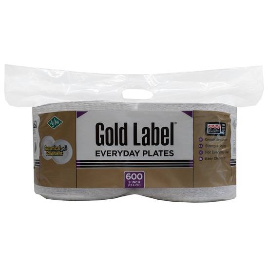 Ajm Gold Label Everyday Paper Plates 9-inch (600 plates)